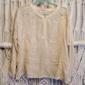 Anthropologie Cream Lace Blouse